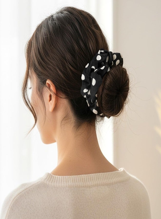 Ymapinc 2pcs Polka Dot Big Scrunchies, Ymapinc Jumbo Silk-Like Hair Scrunchies for Women/Girls, Vintage Polka Dot Hair Accessories - Image 4